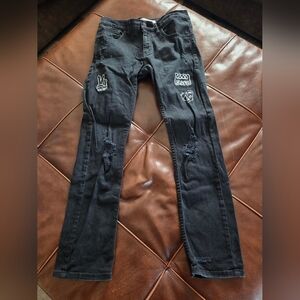 Levi's 511 Slim Girls Distressed Patch Jeans Size 16